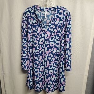Dear Scarlett Blue and Pink Patterned Blouse